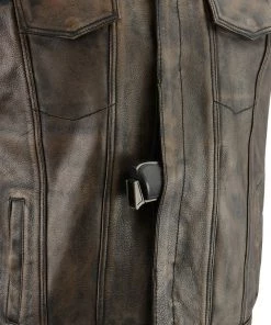 M-BOSS Motorcycle Apparel M Boss Motorcycle Apparel BOS13502 Men's Leather Distressed Brown Snap Front Vest Motorcycle Vests