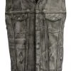 M-BOSS Motorcycle Apparel Motorcycle Vests M Boss Motorcycle Apparel BOS13502 Men's Distressed Grey Leather Motorcycle Vest