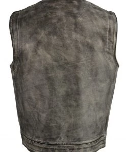 M-BOSS Motorcycle Apparel Motorcycle Vests M Boss Motorcycle Apparel BOS13502 Men's Distressed Grey Leather Motorcycle Vest