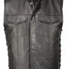 M-BOSS Motorcycle Apparel M Boss Motorcycle Apparel BOS13503 Men's Black Leather Side Lace Club Style Vest With Quick Draw Pocket Motorcycle Vests