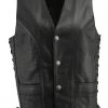 M-BOSS Motorcycle Apparel Motorcycle Vests M Boss Motorcycle Apparel BOS13507 Men's Black Side Lace Leather Vest With Buffalo Nickel Snaps