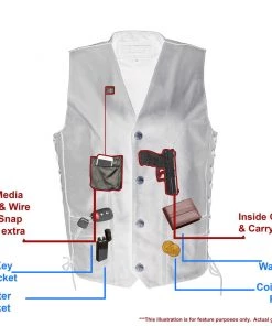 M-BOSS Motorcycle Apparel Motorcycle Vests M Boss Motorcycle Apparel BOS13507 Men's Black Side Lace Leather Vest With Buffalo Nickel Snaps