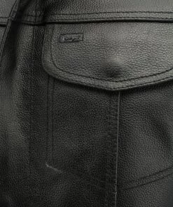 M-BOSS Motorcycle Apparel Motorcycle Vests M Boss Motorcycle Apparel BOS13511 Men’s Black Collarless SOA Style Dual Snap And Zip Front Leather Motorcycle Vest