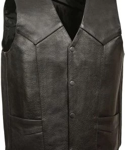 Motorcycle Vests M-Boss Motorcycle Apparel BOS13514T Men’s Black ‘Tall Size’ Classic Conceal And Carry Biker Leather Vest
