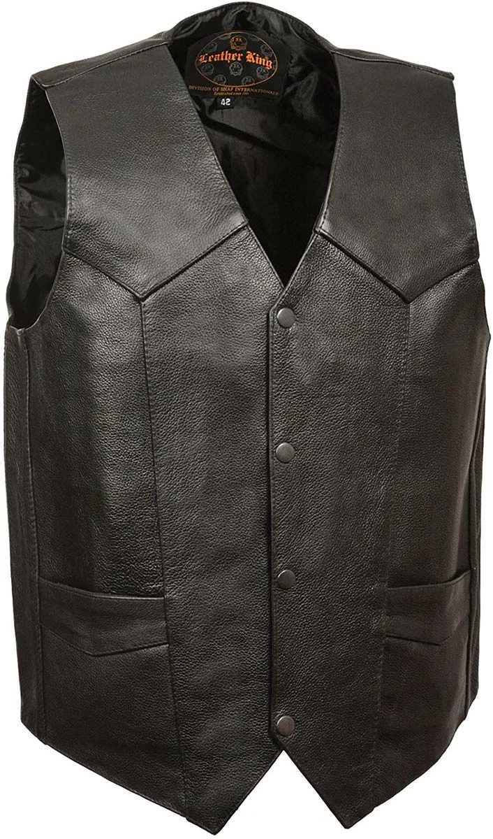 Motorcycle Vests M-Boss Motorcycle Apparel BOS13514T Men’s Black ‘Tall Size’ Classic Conceal And Carry Biker Leather Vest