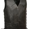 Motorcycle Vests M-Boss Motorcycle Apparel BOS13516T Men’s Black ‘Tall Size’ Conceal And Carry Classic Biker Leather Vest