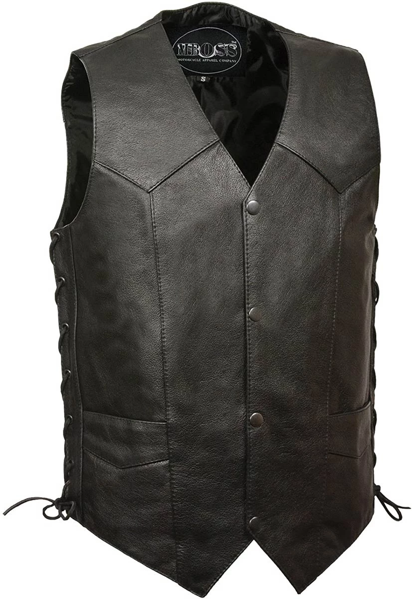 Motorcycle Vests M-Boss Motorcycle Apparel BOS13516T Men’s Black ‘Tall Size’ Conceal And Carry Classic Biker Leather Vest