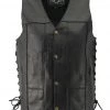 M-Boss Motorcycle Apparel BOS13517 Men’s Black 'Side Laced' Classic Leather Vest