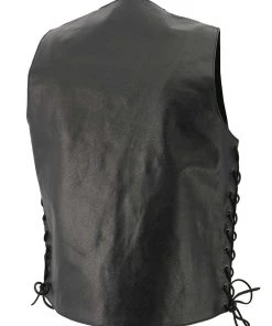 M-Boss Motorcycle Apparel BOS13517 Men’s Black 'Side Laced' Classic Leather Vest