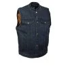 M-BOSS Motorcycle Apparel M Boss Motorcycle Apparel Apparel BOS13520 Men's Blue Snap Front Denim Club Style Vest Motorcycle Vests