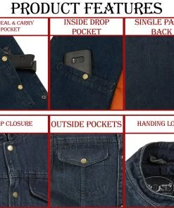 M-BOSS Motorcycle Apparel Motorcycle Vests M Boss Motorcycle Apparel Apparel BOS13520 Men's Black Snap Front Denim Club Style Vest