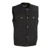 M-BOSS Motorcycle Apparel Motorcycle Vests M-Boss Apparel BOS13521 Men's Black Snap Front Denim Club Style Vest With Conceal And Carry Pocket