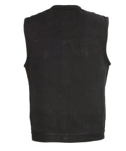 M-BOSS Motorcycle Apparel Motorcycle Vests M-Boss Apparel BOS13521 Men's Black Snap Front Denim Club Style Vest With Conceal And Carry Pocket
