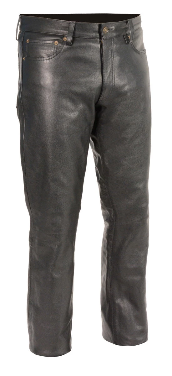 M-BOSS Motorcycle Apparel M Boss Motorcycle Apparel BOS15500 Men's Black Classic 5 Pocket Leather Pants