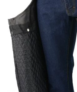 M-Boss Motorcycle Apparel BOS15505 Men’s Black Leather Mesh Lined And Braided Zip-Out Insulated Chaps Motorcycle Pants & Chaps