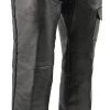 M-Boss Motorcycle Apparel BOS15505 Men’s Black Leather Mesh Lined And Braided Zip-Out Insulated Chaps Motorcycle Pants & Chaps