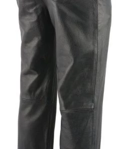 M-Boss Motorcycle Apparel BOS15570 Men’s Black Jean Style Leather Pants