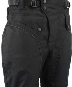M-Boss Motorcycle Apparel BOS15572 Men's Black Waterproof Textile Street Pants With Knee Armor