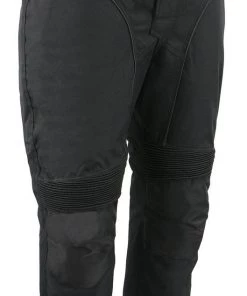 M-Boss Motorcycle Apparel BOS15572 Men's Black Waterproof Textile Street Pants With Knee Armor