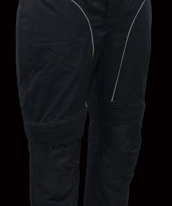 M-Boss Motorcycle Apparel BOS15572 Men's Black Waterproof Textile Street Pants With Knee Armor