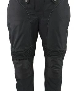 M-Boss Motorcycle Apparel BOS15572 Men's Black Waterproof Textile Street Pants With Knee Armor