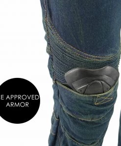 Motorcycle Pants & Chaps M-Boss Motorcycle Apparel BOS15573 Men’s Black Denim Motorcycle Pants With CE Armor And Kevlar