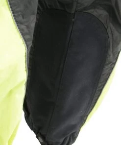 M-BOSS Motorcycle Apparel Riding Gear M Boss Motorcycle Apparel BOS19501 Men’s Black And High-Viz Green Two-Piece Motorcycle Rain Suit