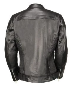 M-BOSS Motorcycle Apparel M Boss Motorcycle Apparel BOS22502 Ladies Black Armored Leather Jacket With Accordion Panels Leather Motorcycle Jackets