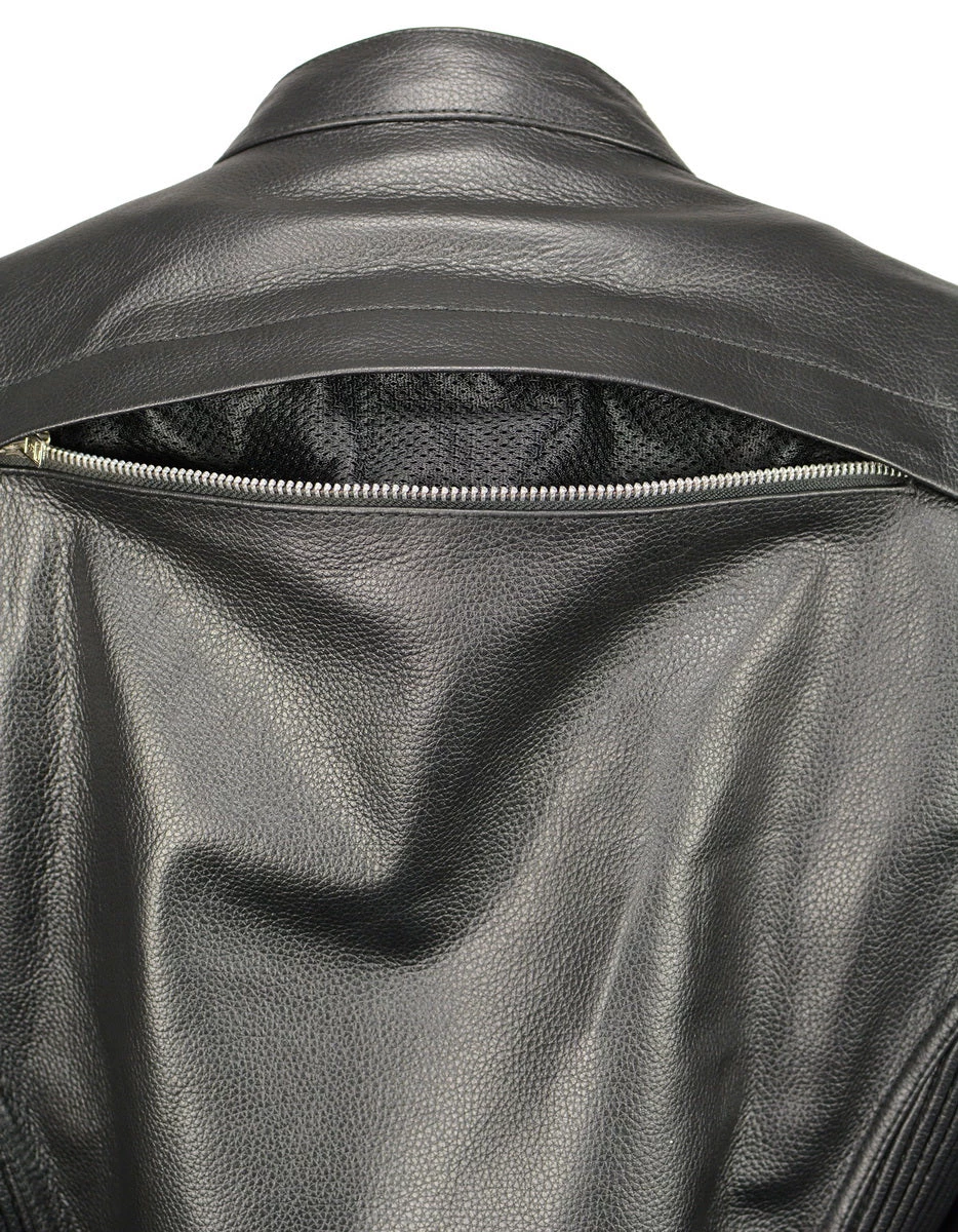 M-BOSS Motorcycle Apparel M Boss Motorcycle Apparel BOS22502 Ladies Black Armored Leather Jacket With Accordion Panels Leather Motorcycle Jackets
