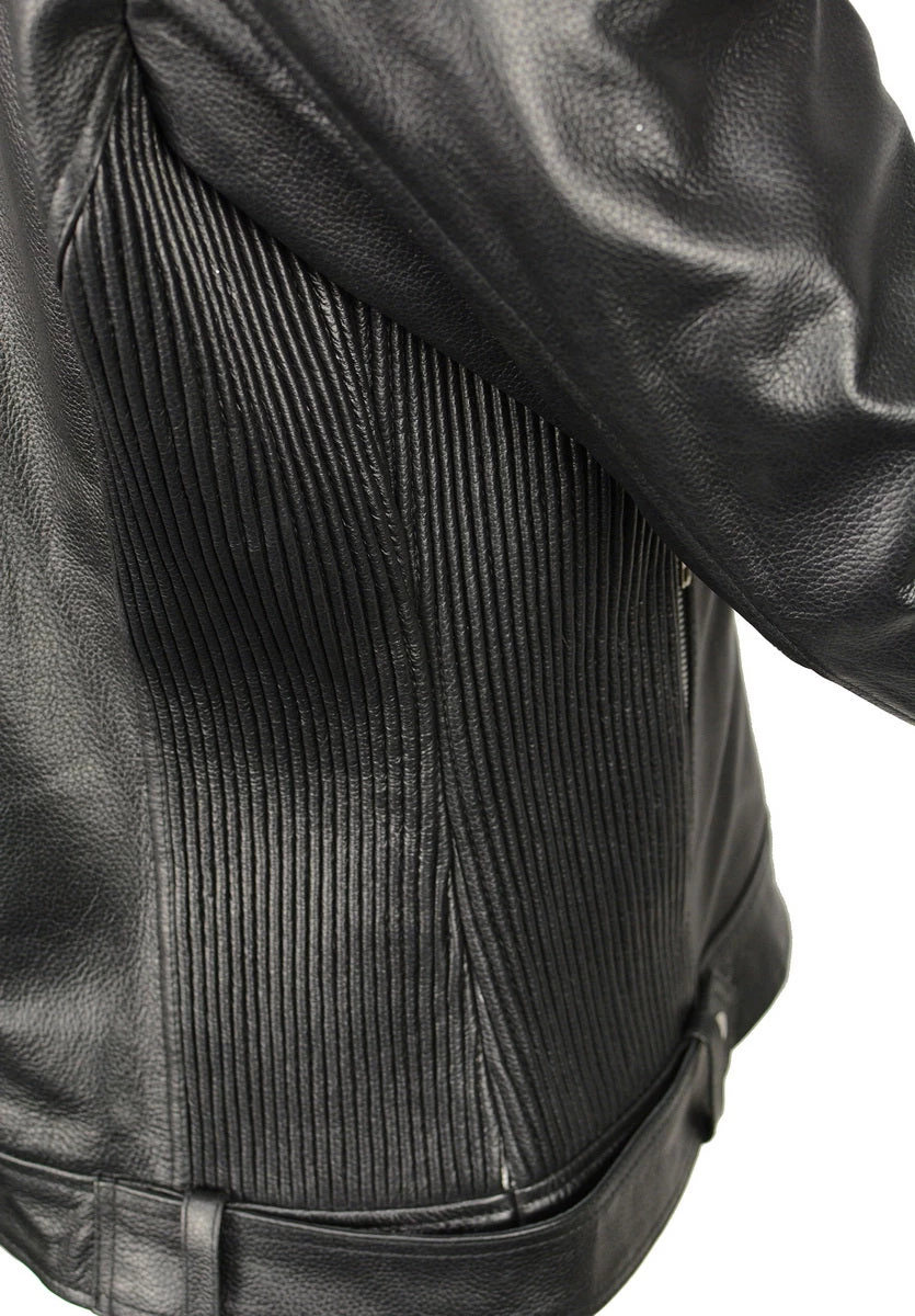 M-BOSS Motorcycle Apparel M Boss Motorcycle Apparel BOS22502 Ladies Black Armored Leather Jacket With Accordion Panels Leather Motorcycle Jackets