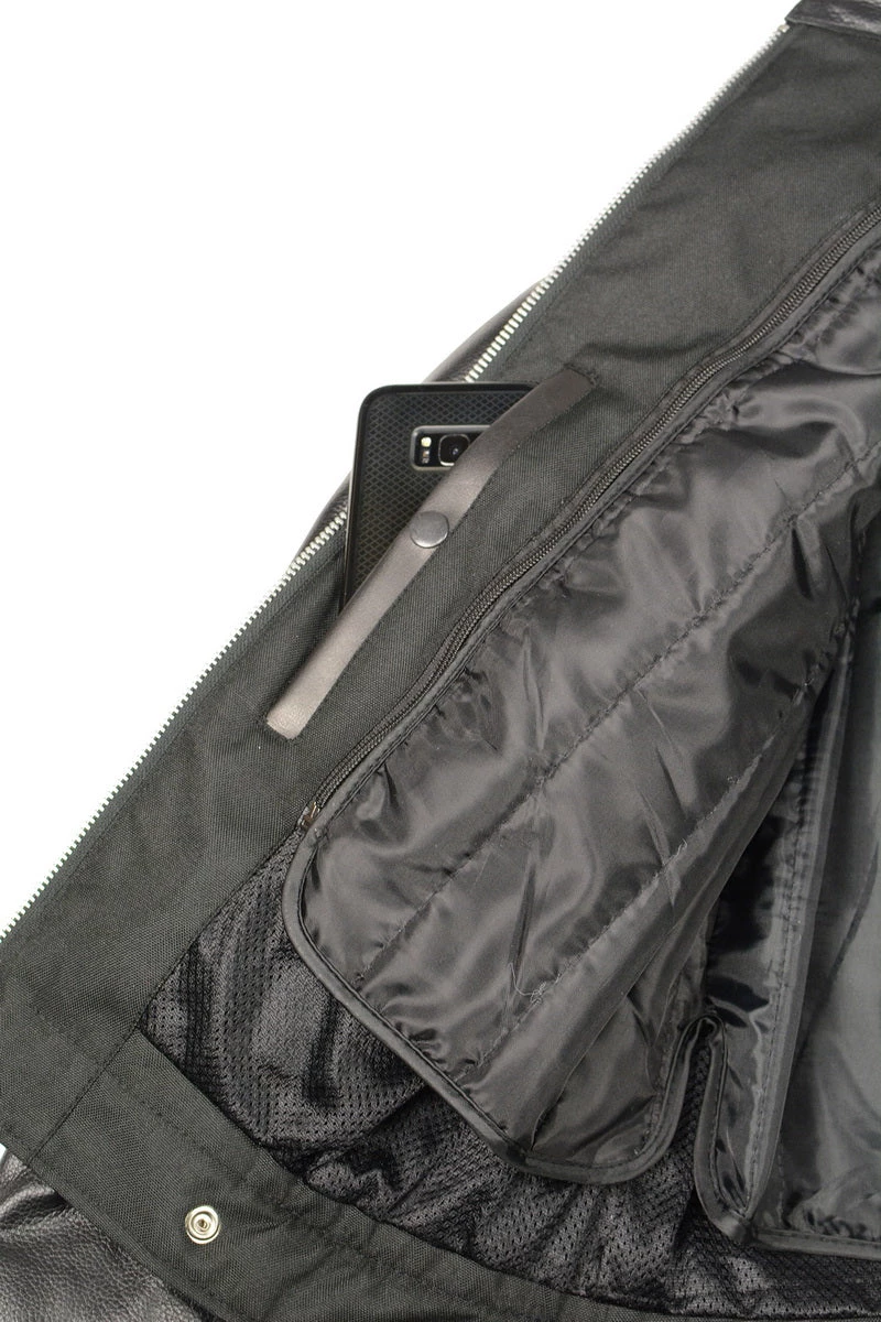 M-BOSS Motorcycle Apparel M Boss Motorcycle Apparel BOS22502 Ladies Black Armored Leather Jacket With Accordion Panels Leather Motorcycle Jackets