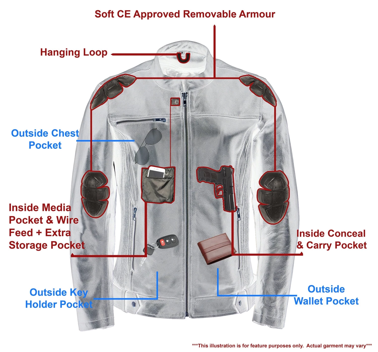 M-BOSS Motorcycle Apparel M Boss Motorcycle Apparel BOS22502 Ladies Black Armored Leather Jacket With Accordion Panels Leather Motorcycle Jackets