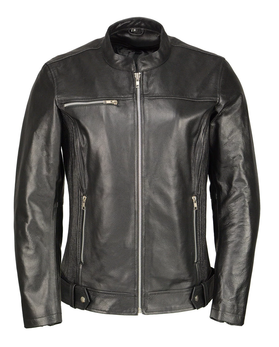 M-BOSS Motorcycle Apparel M Boss Motorcycle Apparel BOS22502 Ladies Black Armored Leather Jacket With Accordion Panels Leather Motorcycle Jackets