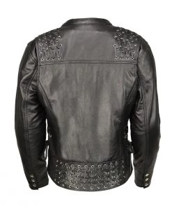 M-BOSS Motorcycle Apparel M Boss Motorcycle Apparel BOS22503 Ladies Black Armored Leather Jacket With Back Lacing Detail Leather Motorcycle Jackets