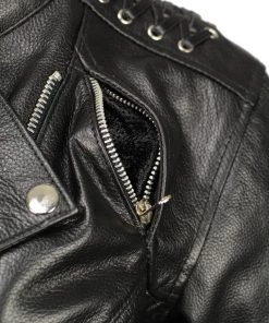 M-BOSS Motorcycle Apparel M Boss Motorcycle Apparel BOS22503 Ladies Black Armored Leather Jacket With Back Lacing Detail Leather Motorcycle Jackets