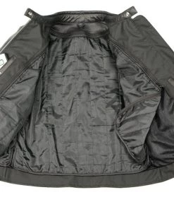 M-BOSS Motorcycle Apparel Leather Motorcycle Jackets M Boss Motorcycle Apparel BOS22504 Ladies Black Leather Jacket With Full Armor And White Piping