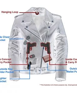 M-Boss Motorcycle Apparel BOS22506 Women's ‘Conceal And Carry’ Classic Biker Leather Jacket