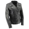 Leather Motorcycle Jackets M-Boss Motorcycle Apparel BOS22507 Women's Classic Braided Biker Leather Motorcycle Jacket