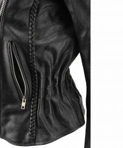 Leather Motorcycle Jackets M-Boss Motorcycle Apparel BOS22507 Women's Classic Braided Biker Leather Motorcycle Jacket