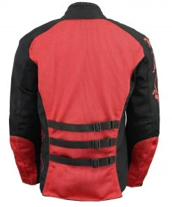 M-BOSS Motorcycle Apparel M Boss Motorcycle Apparel BOS22700 Ladies Black And Red Mesh Jacket With Flower Printing Motorcycle Jackets