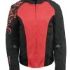 M-BOSS Motorcycle Apparel M Boss Motorcycle Apparel BOS22700 Ladies Black And Red Mesh Jacket With Flower Printing Motorcycle Jackets