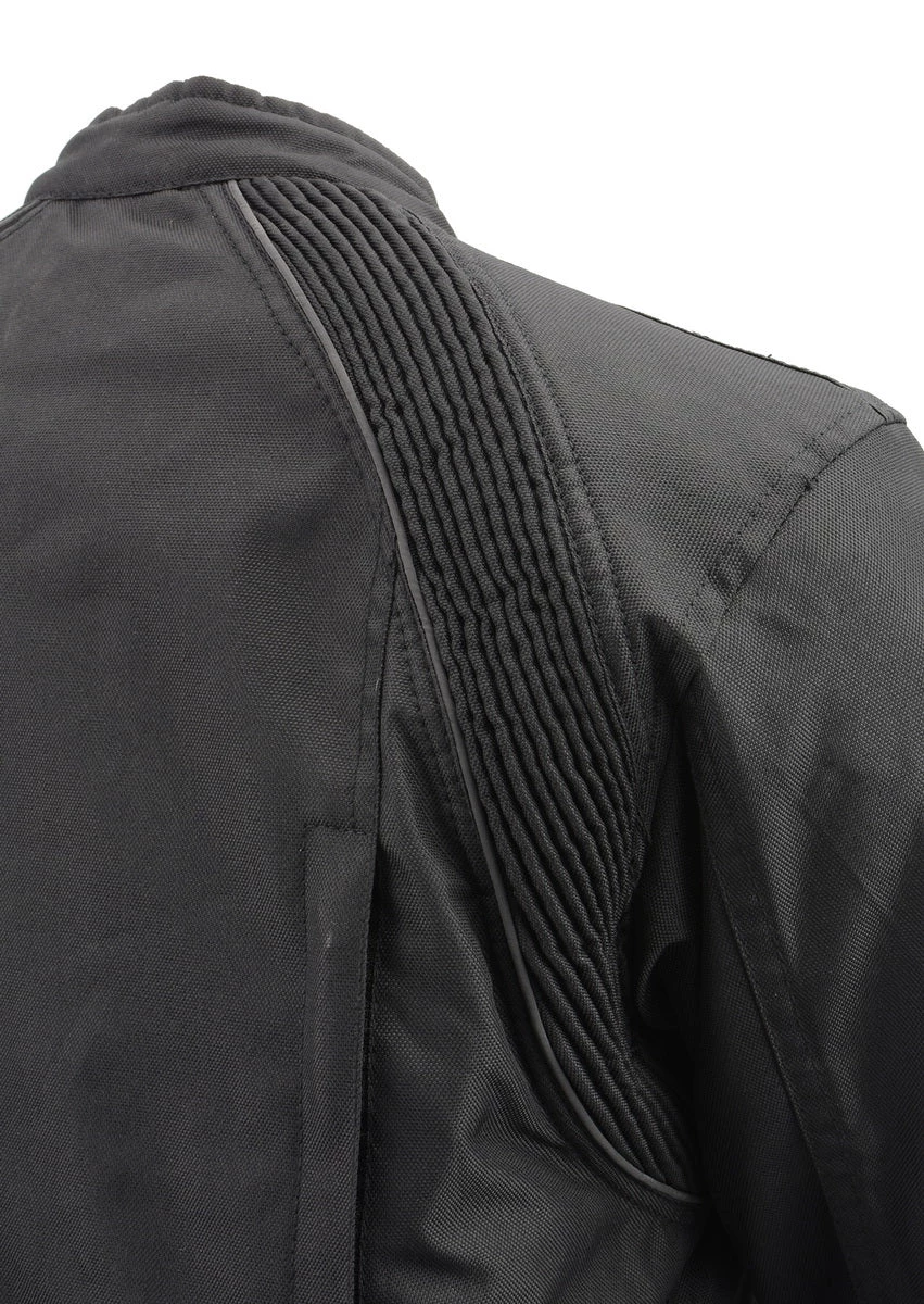 M-BOSS Motorcycle Apparel M Boss Motorcycle Apparel BOS22701 Ladies Black Textile Armored Racing Jacket And Reflective Design