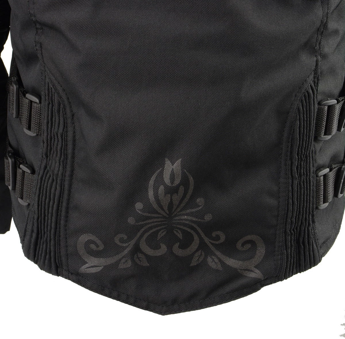 M-BOSS Motorcycle Apparel M Boss Motorcycle Apparel BOS22701 Ladies Black Textile Armored Racing Jacket And Reflective Design