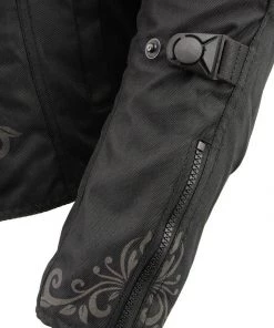 M-BOSS Motorcycle Apparel M Boss Motorcycle Apparel BOS22701 Ladies Black Textile Armored Racing Jacket And Reflective Design