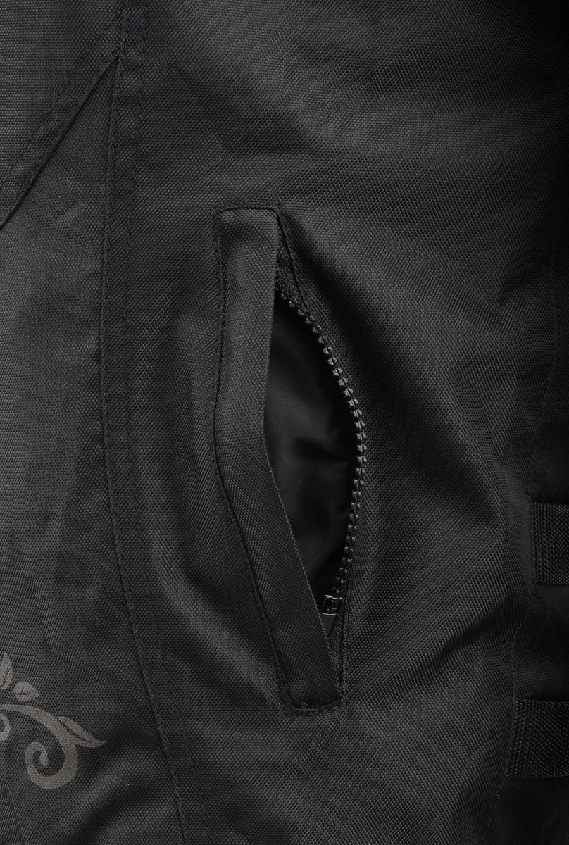 M-BOSS Motorcycle Apparel M Boss Motorcycle Apparel BOS22701 Ladies Black Textile Armored Racing Jacket And Reflective Design