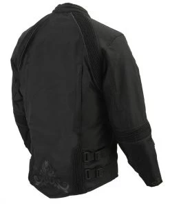 M-BOSS Motorcycle Apparel M Boss Motorcycle Apparel BOS22701 Ladies Black Textile Armored Racing Jacket And Reflective Design