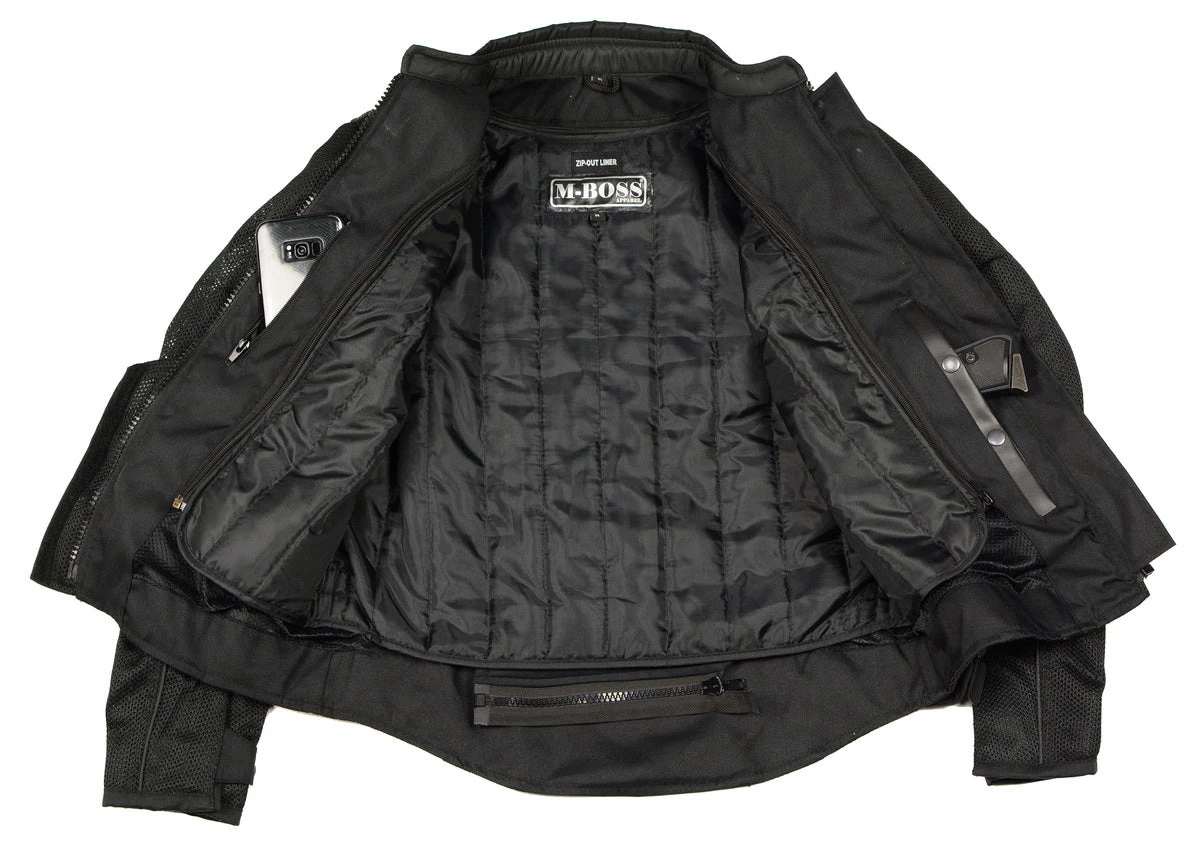 M-BOSS Motorcycle Apparel M Boss Motorcycle Apparel BOS22702 Ladies Black And Turquoise Mesh Racer Jacket With Full Armor Motorcycle Jackets