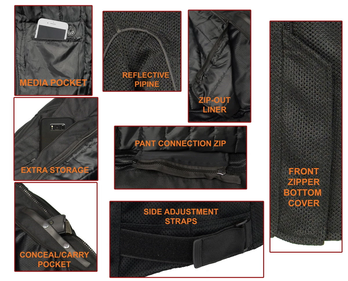 M-BOSS Motorcycle Apparel M Boss Motorcycle Apparel BOS22702 Ladies Black And Turquoise Mesh Racer Jacket With Full Armor Motorcycle Jackets