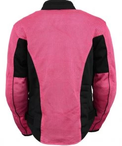 M-BOSS Motorcycle Apparel M Boss Motorcycle Apparel BOS22702 Ladies Black And Fuchsia Mesh Racer Jacket With Full Armor