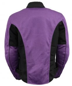M-BOSS Motorcycle Apparel Motorcycle Jackets M Boss Motorcycle Apparel BOS22702 Ladies Black And Purple Mesh Racer Jacket With Full Armor